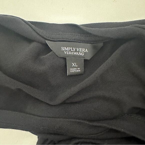 Vera Wang "Simply Vera" Sharkbite Hem Jersey Knit Dress Black Size Large XL - Picture 5 of 6